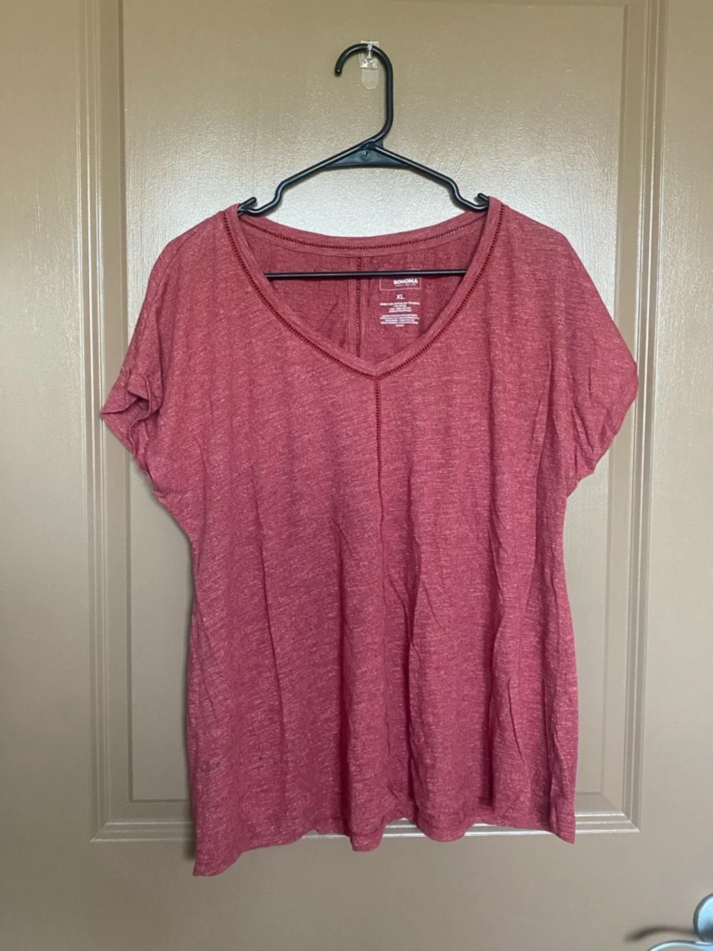 Sonoma Short Sleeve V-Neck Tee in Heather Rose - Picture 1 of 3